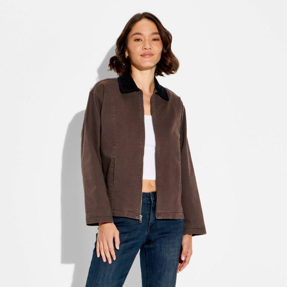 Women's Twill 90's Barn Field Jacket - Wild Fable Brown XXS - Picture 2 of 3